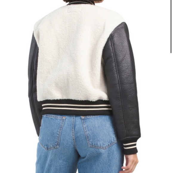 Blank NYC Black and Cream Sherpa Bonded Bomber Women’s Jacket NWT Size M - Picture 2 of 11